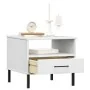 OSLO Nachttisch, Metallbeine, massives weißes Kiefernholz von vidaXL, Seitentische - Ref: Foro24-351032, Preis: 46,61 €, Raba...