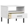 Mesita de noche patas de metal OSLO madera maciza pino blanco de vidaXL, Mesas auxiliares - Ref: Foro24-351032, Precio: 46,61...