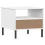 Mesita de noche patas de metal OSLO madera maciza pino blanco de vidaXL, Mesas auxiliares - Ref: Foro24-351032, Precio: 46,61...