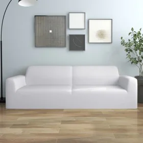 Elastische Sofabezug für 3-Sitzer Sofa aus weißem Polyester-Jersey von vidaXL, Abdeckungen - Ref: Foro24-332950, Preis: 27,09...