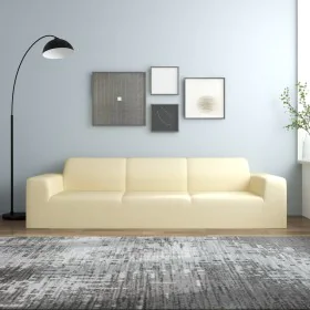 Stretch sofa cover for 4-seater polyester cream jersey by vidaXL, Covers - Ref: Foro24-332947, Price: 25,13 €, Discount: %