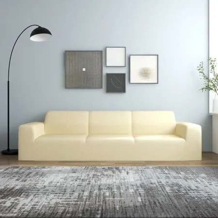 Funda elástica para sofá de 4 plazas poliéster jersey crema de vidaXL, Fundas - Ref: Foro24-332947, Precio: 25,13 €, Descuent...