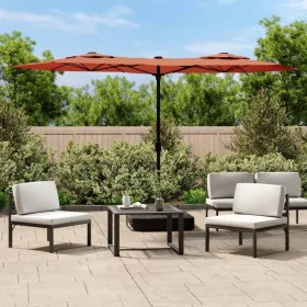 Doppelter Sonnenschirm mit Terrakotta-LED-Leuchten, 316 x 240 cm von vidaXL, Sonnenschirme - Ref: Foro24-362974, Preis: 168,6...