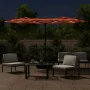 Doppelter Sonnenschirm mit Terrakotta-LED-Leuchten, 316 x 240 cm von vidaXL, Sonnenschirme - Ref: Foro24-362974, Preis: 168,6...