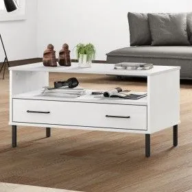 Couchtisch OSLO mit Metallbeinen aus massivem Holz weiß 85x50x45cm von vidaXL, Couchtisch - Ref: Foro24-351035, Preis: 64,49 ...