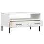 OSLO solid wood white coffee table with metal legs 85x50x45cm by vidaXL, Coffee table - Ref: Foro24-351035, Price: 64,49 €, D...