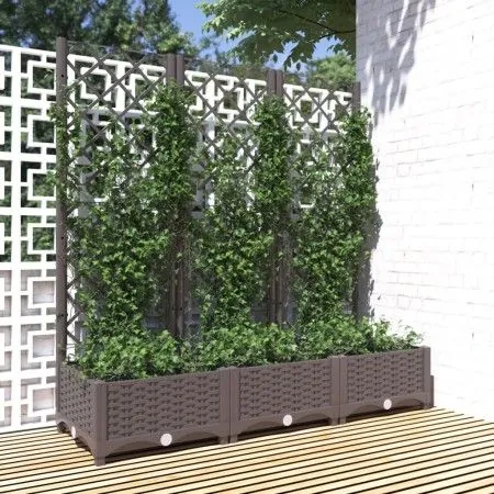 Jardinera con enrejado PP marrón 120x40x121,5 cm de vidaXL, Maceteros y jardineras - Ref: Foro24-318262, Precio: 107,52 €, De...