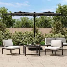 Double umbrella with LED lights anthracite 316x240 cm by vidaXL, Umbrellas - Ref: Foro24-362971, Price: 155,47 €, Discount: %