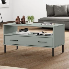 OSLO coffee table metal legs solid gray wood 85x50x45 cm by vidaXL, Coffee table - Ref: Foro24-351034, Price: 64,38 €, Discou...