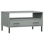 OSLO Couchtisch, Metallbeine, massives graues Holz, 85 x 50 x 45 cm von vidaXL, Couchtisch - Ref: Foro24-351034, Preis: 64,38...