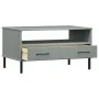 OSLO Couchtisch, Metallbeine, massives graues Holz, 85 x 50 x 45 cm von vidaXL, Couchtisch - Ref: Foro24-351034, Preis: 64,38...
