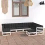 9-piece garden furniture set with white pine wood cushions by vidaXL, Garden sets - Ref: Foro24-3076805, Price: 807,59 €, Dis...