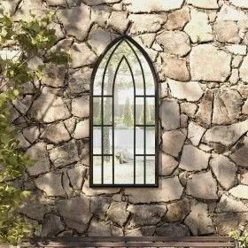Black iron garden mirror for outdoors 100x45 cm by vidaXL, Mirrors - Ref: Foro24-318354, Price: 107,99 €, Discount: %