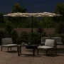Double umbrella with taupe gray LED lights 316x240 cm by vidaXL, Umbrellas - Ref: Foro24-362972, Price: 149,59 €, Discount: %