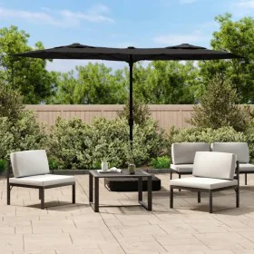 Double umbrella with black LED lights 316x240 cm by vidaXL, Umbrellas - Ref: Foro24-362975, Price: 175,39 €, Discount: %