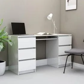 Schreibtisch aus glänzend weißem Sperrholz, 140 x 50 x 77 cm von vidaXL, Schreibtische - Ref: Foro24-800816, Preis: 218,55 €,...