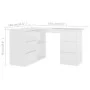 Eckschreibtisch aus glänzend weißem Sperrholz, 145 x 100 x 76 cm von vidaXL, Schreibtische - Ref: Foro24-801095, Preis: 242,7...
