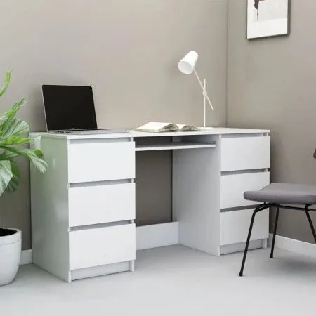Weißer Sperrholzschreibtisch 140x50x77 cm von vidaXL, Schreibtische - Ref: Foro24-800810, Preis: 189,96 €, Rabatt: %