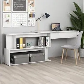Eckschreibtisch aus glänzend weißem Sperrholz, 200 x 50 x 76 cm von vidaXL, Schreibtische - Ref: Foro24-801104, Preis: 130,51...