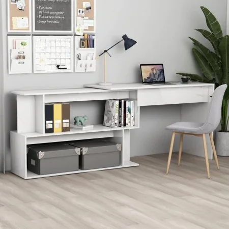 Eckschreibtisch aus glänzend weißem Sperrholz, 200 x 50 x 76 cm von vidaXL, Schreibtische - Ref: Foro24-801104, Preis: 130,51...
