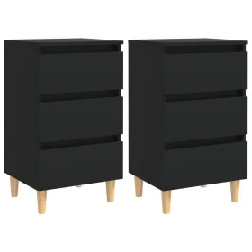 Nachttische 2 Stück Massivholzbeine schwarz 40x35x69 cm von vidaXL, Nachttische - Ref: Foro24-805890, Preis: 104,02 €, Rabatt: %