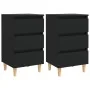 Mesitas de noche 2 uds patas madera maciza negro 40x35x69 cm de vidaXL, Mesitas de noche - Ref: Foro24-805890, Precio: 104,02...