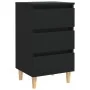 Mesitas de noche 2 uds patas madera maciza negro 40x35x69 cm de vidaXL, Mesitas de noche - Ref: Foro24-805890, Precio: 104,02...