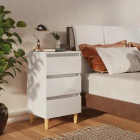 Nightstand with glossy white solid wood legs 40x35x69 cm by vidaXL, Nightstands - Ref: Foro24-805899, Price: 61,71 €, Discoun...