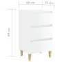 Nachttisch mit glänzend weißen Massivholzbeinen 40x35x69 cm von vidaXL, Nachttische - Ref: Foro24-805899, Preis: 61,52 €, Rab...