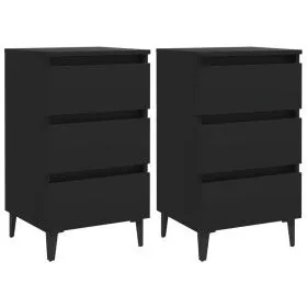 Mesitas noche con patas metal 2 uds negro 40x35x69 cm de vidaXL, Mesitas de noche - Ref: Foro24-805908, Precio: 130,30 €, Des...