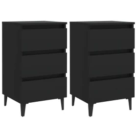 Nightstands with metal legs 2 units black 40x35x69 cm by vidaXL, Nightstands - Ref: Foro24-805908, Price: 130,30 €, Discount: %