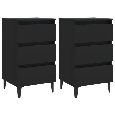Mesitas noche con patas metal 2 uds negro 40x35x69 cm de vidaXL, Mesitas de noche - Ref: Foro24-805908, Precio: 130,30 €, Des...