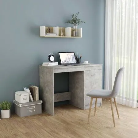 Escritorio de madera contrachapada gris hormigón 100x50x76 cm de vidaXL, Escritorios - Ref: Foro24-801800, Precio: 78,42 €, D...