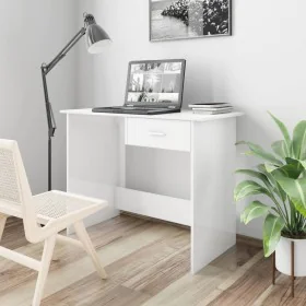 Schreibtisch aus glänzend weißer Spanplatte, 100 x 50 x 76 cm von vidaXL, Schreibtische - Ref: Foro24-800555, Preis: 60,05 €,...
