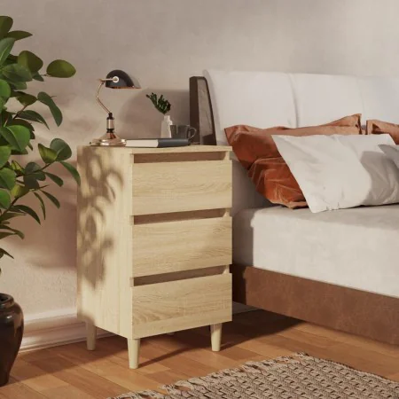 Bedside table solid Sonoma oak wood legs 40x35x69 cm by vidaXL, Nightstands - Ref: Foro24-805893, Price: 62,09 €, Discount: %