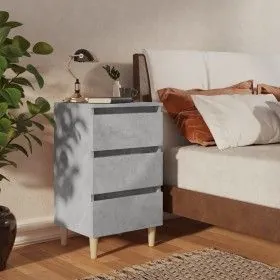 Bedside tables 2 units, gray concrete with wooden legs, 40x35x69 cm by vidaXL, Nightstands - Ref: Foro24-805896, Price: 97,50...
