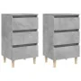 Bedside tables 2 units, gray concrete with wooden legs, 40x35x69 cm by vidaXL, Nightstands - Ref: Foro24-805896, Price: 97,50...