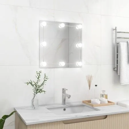 Square glass wall mirror with LED lights by vidaXL, Mirrors - Ref: Foro24-3078636, Price: 41,41 €, Discount: %