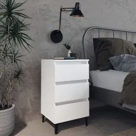 Bedside table with white metal legs 40x35x69 cm by vidaXL, Nightstands - Ref: Foro24-805905, Price: 61,41 €, Discount: %