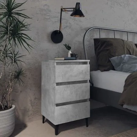 Bedside table with gray metal legs concrete 40x35x69 cm by vidaXL, Nightstands - Ref: Foro24-805913, Price: 55,49 €, Discount: %