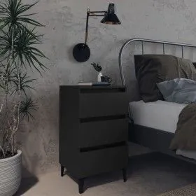 Bedside table with black metal legs 40x35x69 cm by vidaXL, Nightstands - Ref: Foro24-805907, Price: 66,32 €, Discount: %