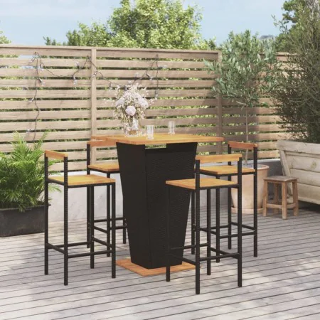 Bar table and garden stools 5 pieces acacia wood black PE rattan by vidaXL, Garden sets - Ref: Foro24-3187727, Price: 366,94 ...