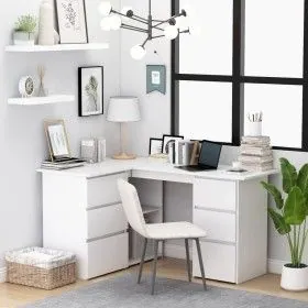 White plywood corner desk 145x100x76 cm by vidaXL, Desks - Ref: Foro24-801089, Price: 192,33 €, Discount: %