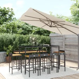 Garden table and high stools 11 pieces wood and black PE rattan by vidaXL, Garden sets - Ref: Foro24-3187682, Price: 496,87 €...