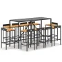 Garden table and high stools 11 pieces wood and black PE rattan by vidaXL, Garden sets - Ref: Foro24-3187682, Price: 496,87 €...