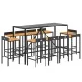 Garden table and high stools 11 pieces wood and black PE rattan by vidaXL, Garden sets - Ref: Foro24-3187682, Price: 496,87 €...