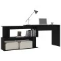 Black plywood corner desk 200x50x76 cm by vidaXL, Desks - Ref: Foro24-801099, Price: 95,49 €, Discount: %