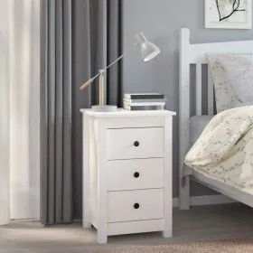 Nachttisch aus massivem weißem Kiefernholz, 40 x 35 x 61,5 cm von vidaXL, Nachttische - Ref: Foro24-813701, Preis: 72,76 €, R...