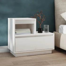 Solid white pine wood bedside table 60x34x51 cm by vidaXL, Nightstands - Ref: Foro24-814376, Price: 63,22 €, Discount: %