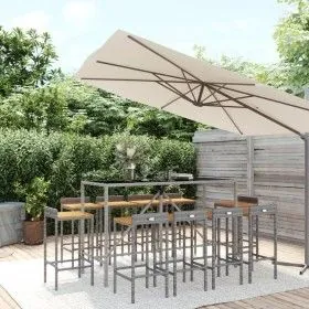 Garden table and 11 high stools set made of gray PE rattan and wood. by vidaXL, Garden sets - Ref: Foro24-3187683, Price: 507...